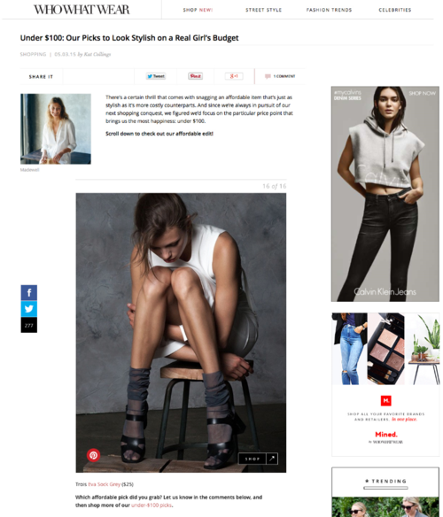 The Eva Sock Featured In WHOWHATWEAR "Top Picks Under $100".