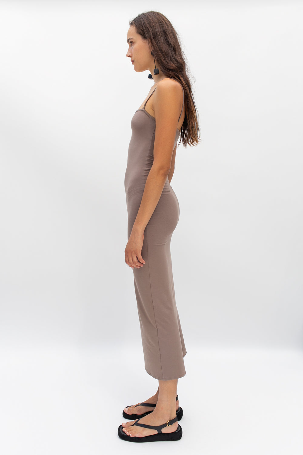 Eva Dress Crew Neck 3/4 Sleeve Maxi Length Cotton Musola (Mozambique Flower Pastel)